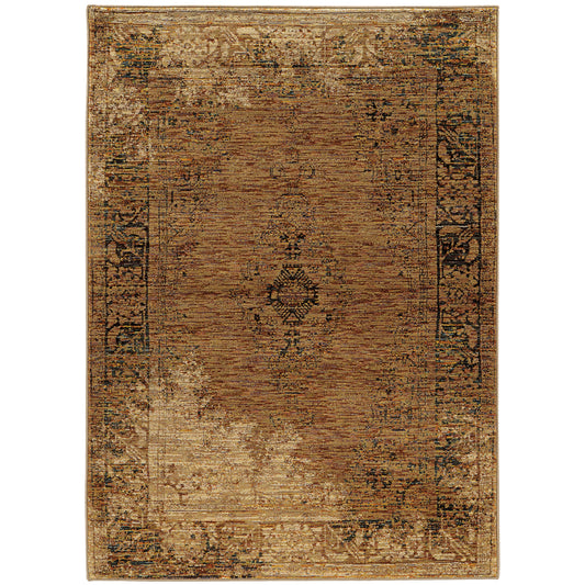 Andorra Gold Brown Traditional Oriental Indoor Rug