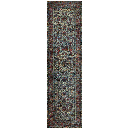 Andorra Blue Purple Traditional Oriental Indoor Rug