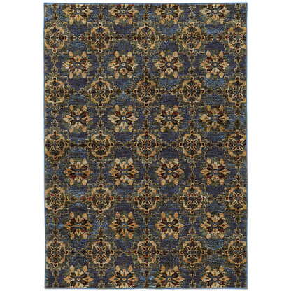 Andorra Blue Gold Traditional Oriental Indoor Rug