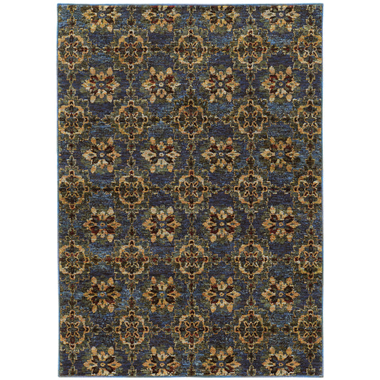 Andorra Blue Gold Traditional Oriental Indoor Rug