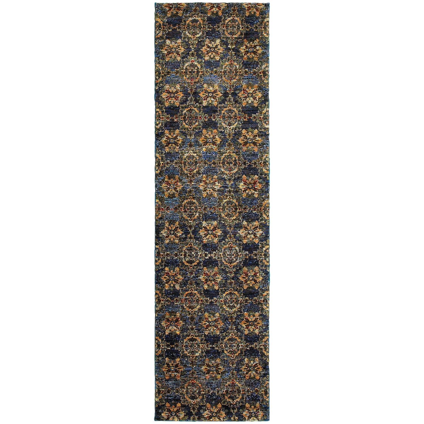 Andorra Blue Gold Traditional Oriental Indoor Rug