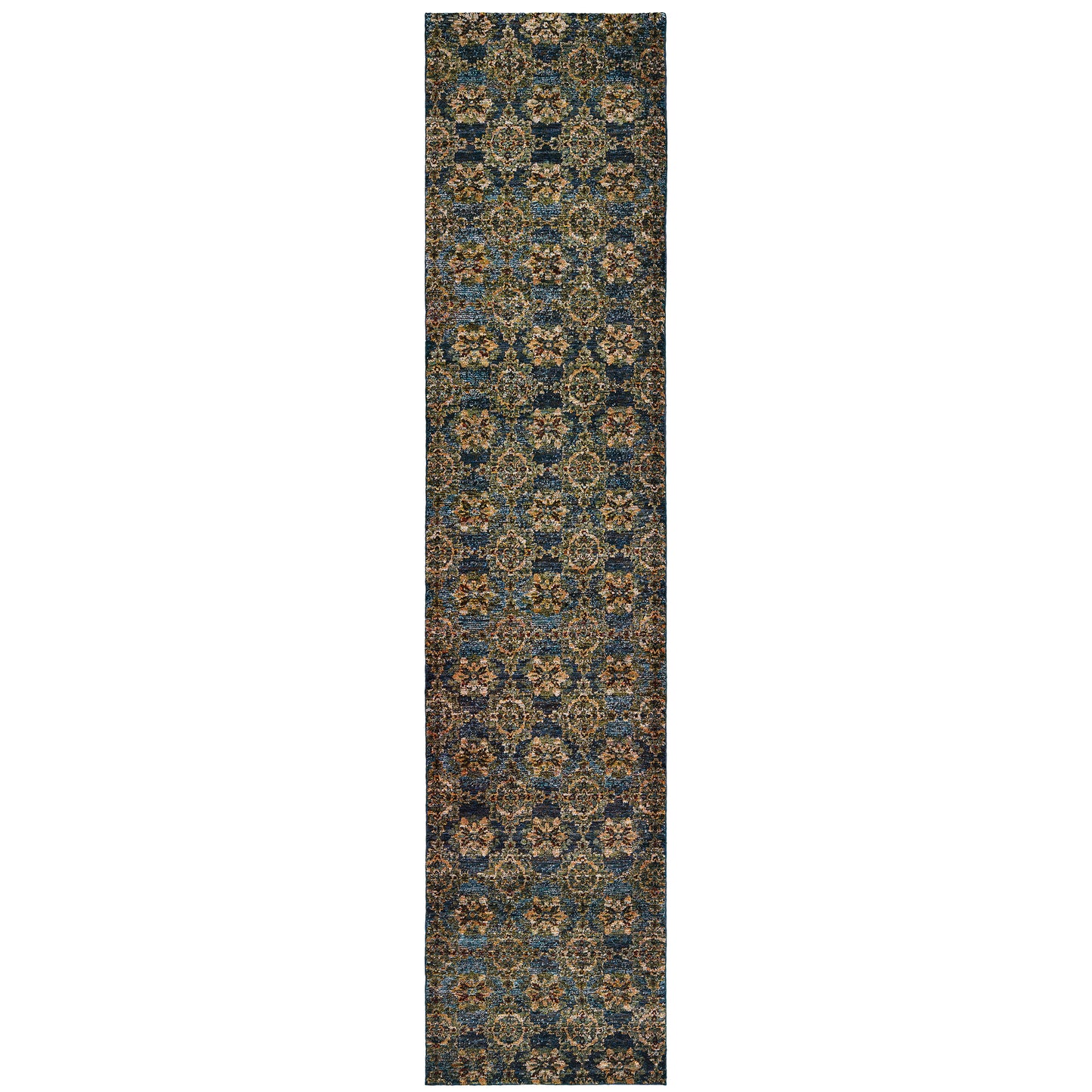 Andorra Blue Gold Traditional Oriental Indoor Rug