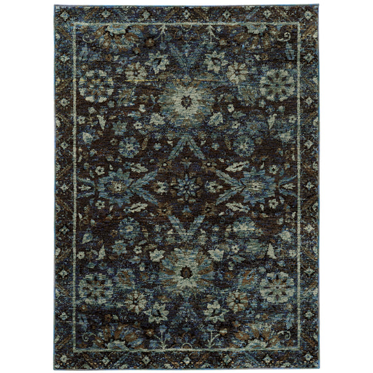 Andorra Navy Blue Traditional Oriental Indoor Rug