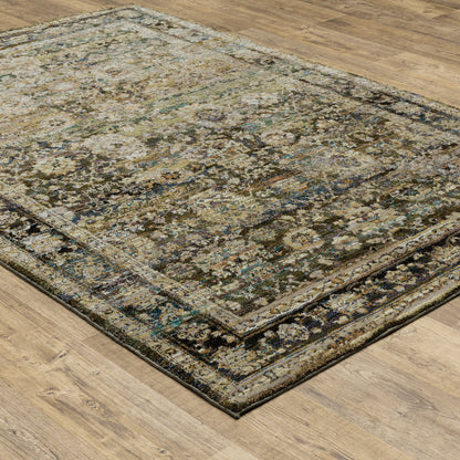 Andorra Green Brown Traditional Oriental Indoor Rug