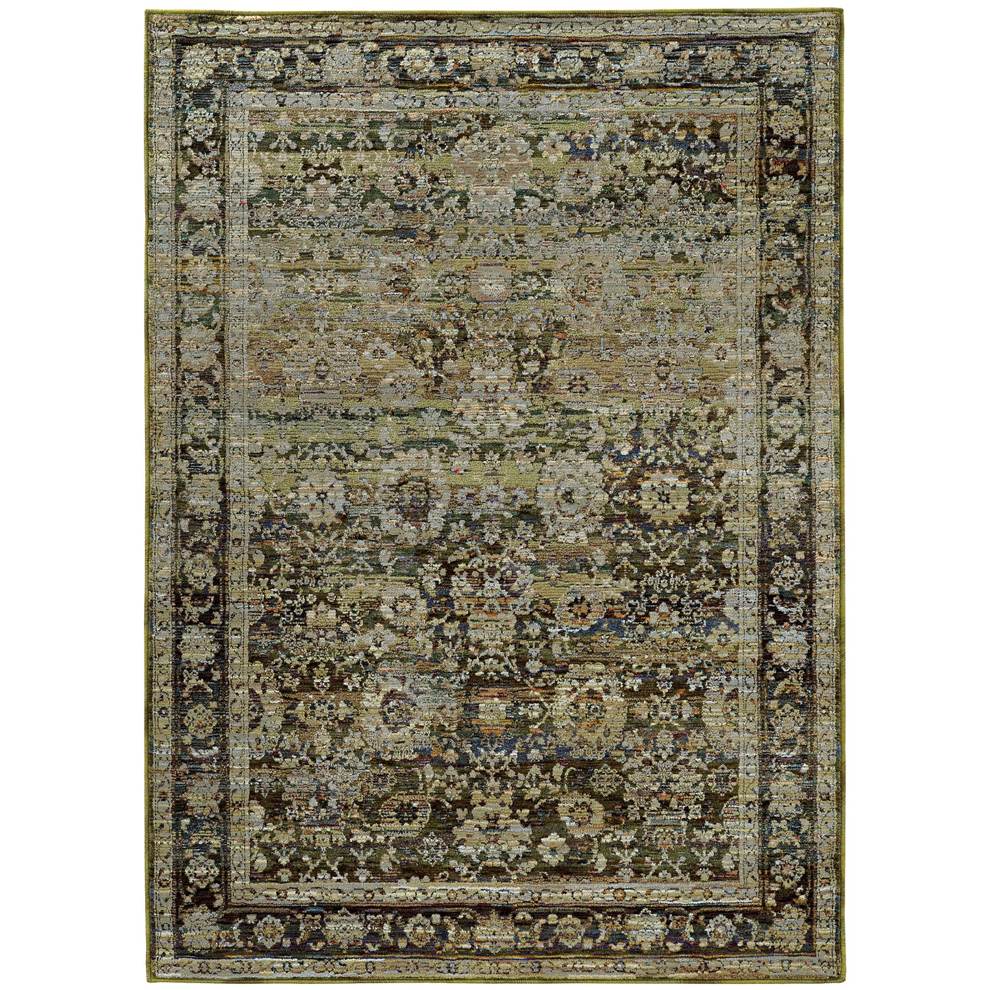 Andorra Green Brown Traditional Oriental Indoor Rug