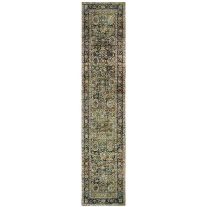 Andorra Green Brown Traditional Oriental Indoor Rug