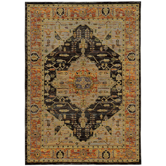 Andorra Gold Brown Traditional Oriental Indoor Rug