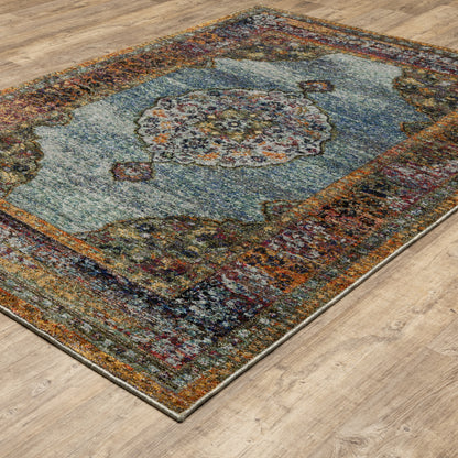 Andorra Blue Multi Traditional Oriental Indoor Rug