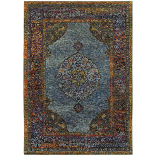 Andorra Blue Multi Traditional Oriental Indoor Rug