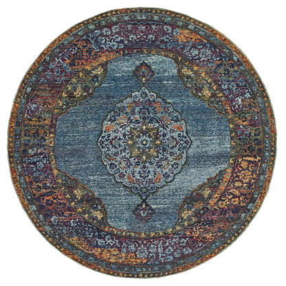 Andorra Blue Multi Traditional Oriental Indoor Rug