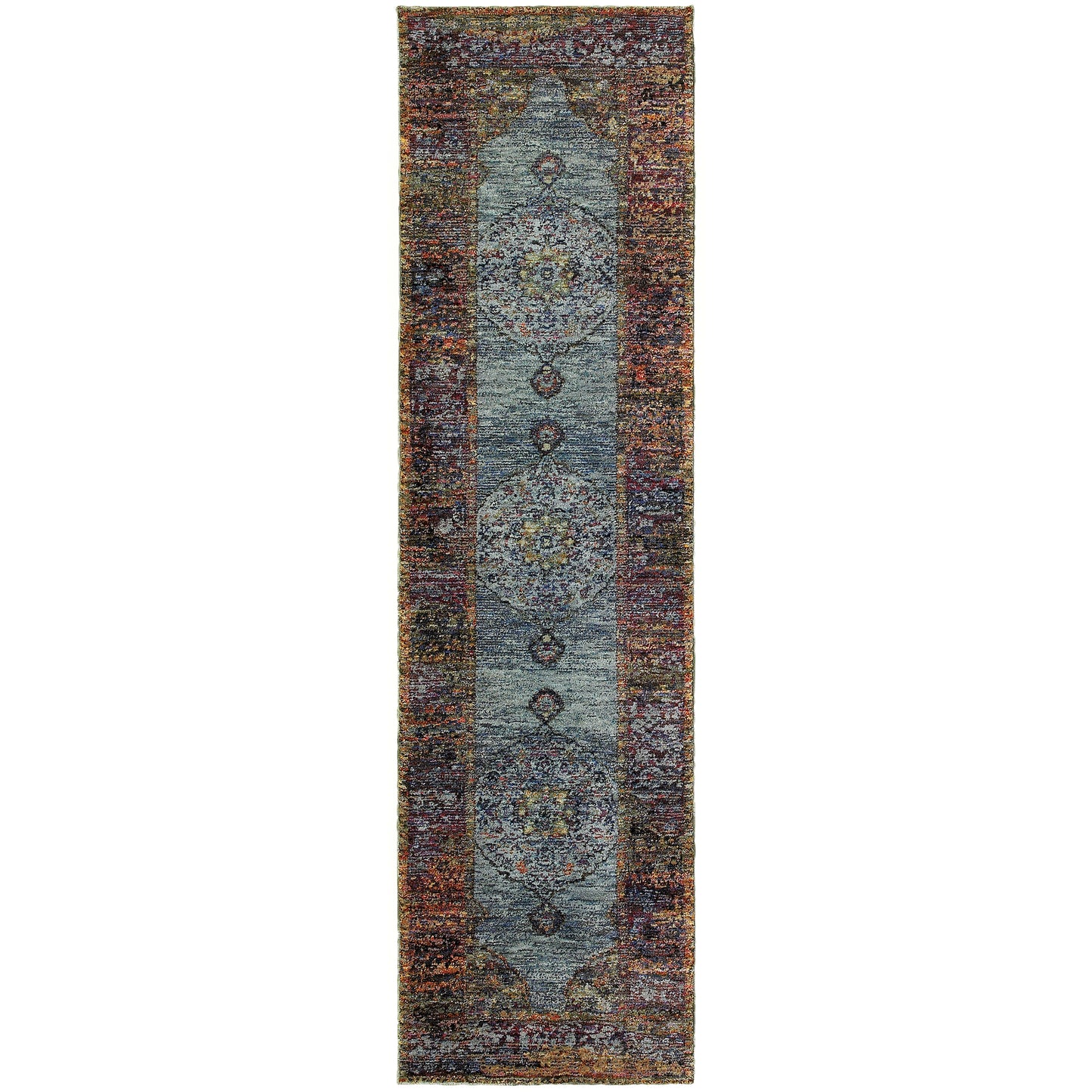 Andorra Blue Multi Traditional Oriental Indoor Rug