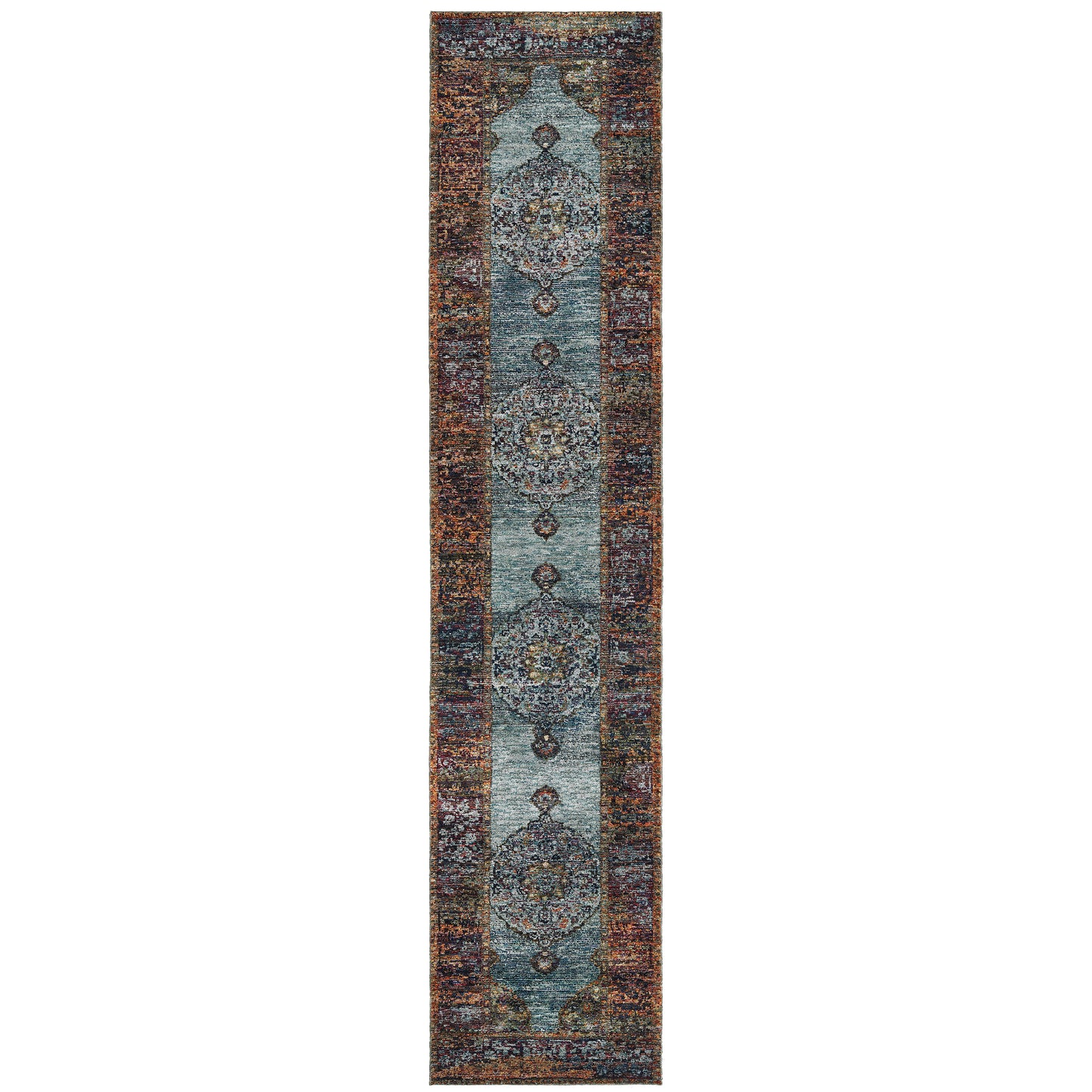 Andorra Blue Multi Traditional Oriental Indoor Rug