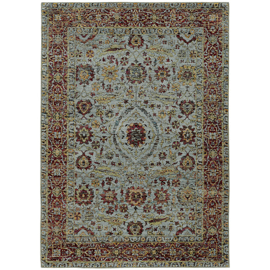 Andorra Blue Red Traditional Oriental Indoor Rug