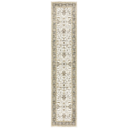 Andorra Ivory Grey Traditional Oriental Indoor Rug