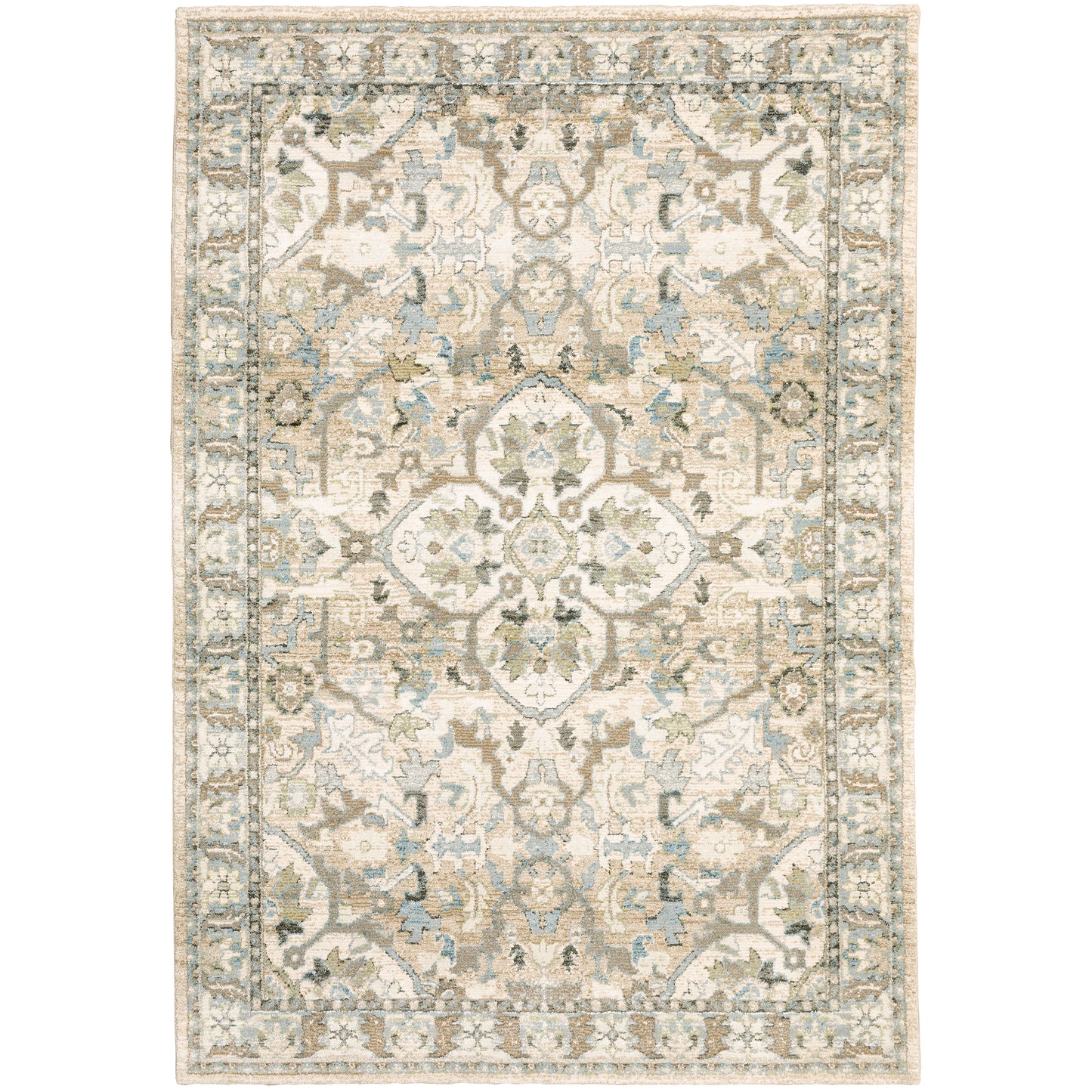 Andorra Beige Ivory Traditional Oriental Indoor Rug