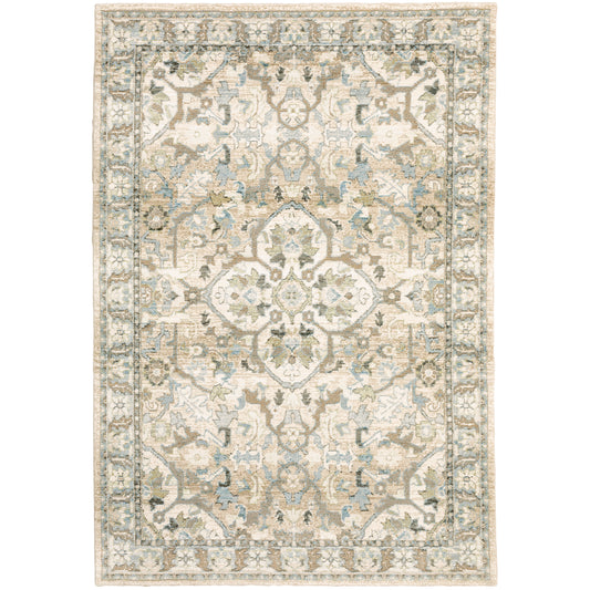 Andorra Beige Ivory Traditional Oriental Indoor Rug