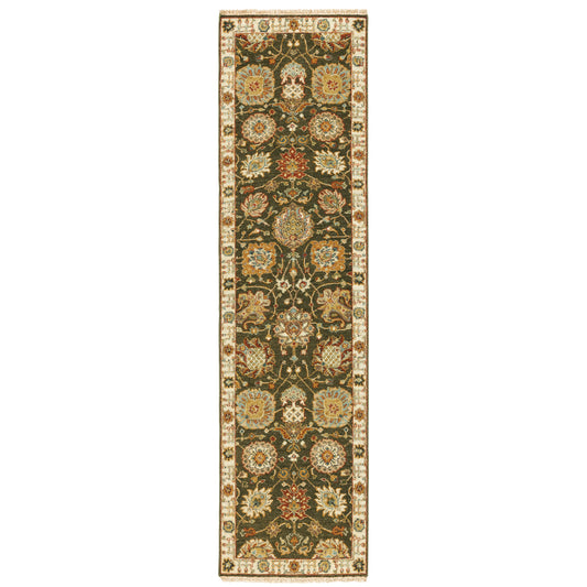 Angora Green Ivory Traditional Oriental Indoor Rug