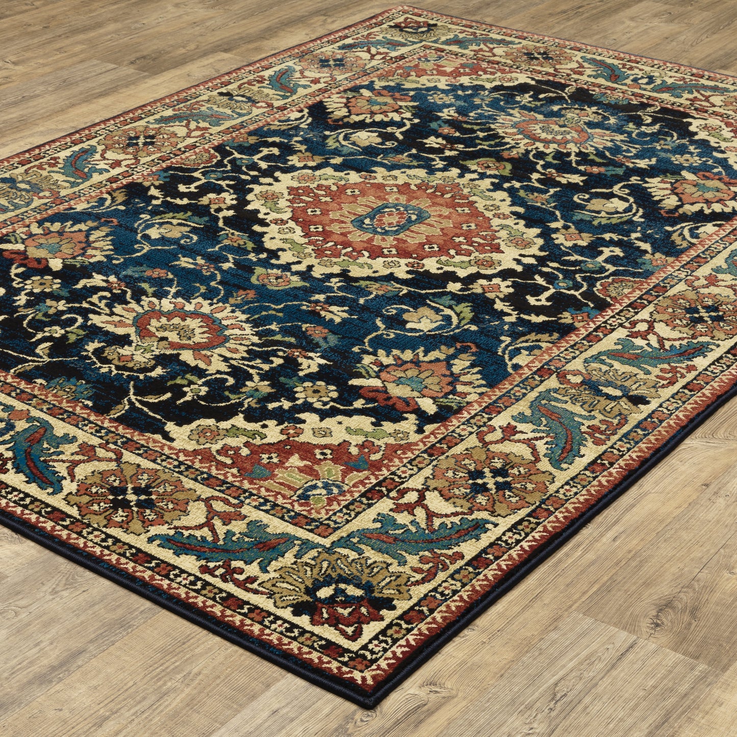 Ankara Blue Red Traditional Oriental Indoor Rug