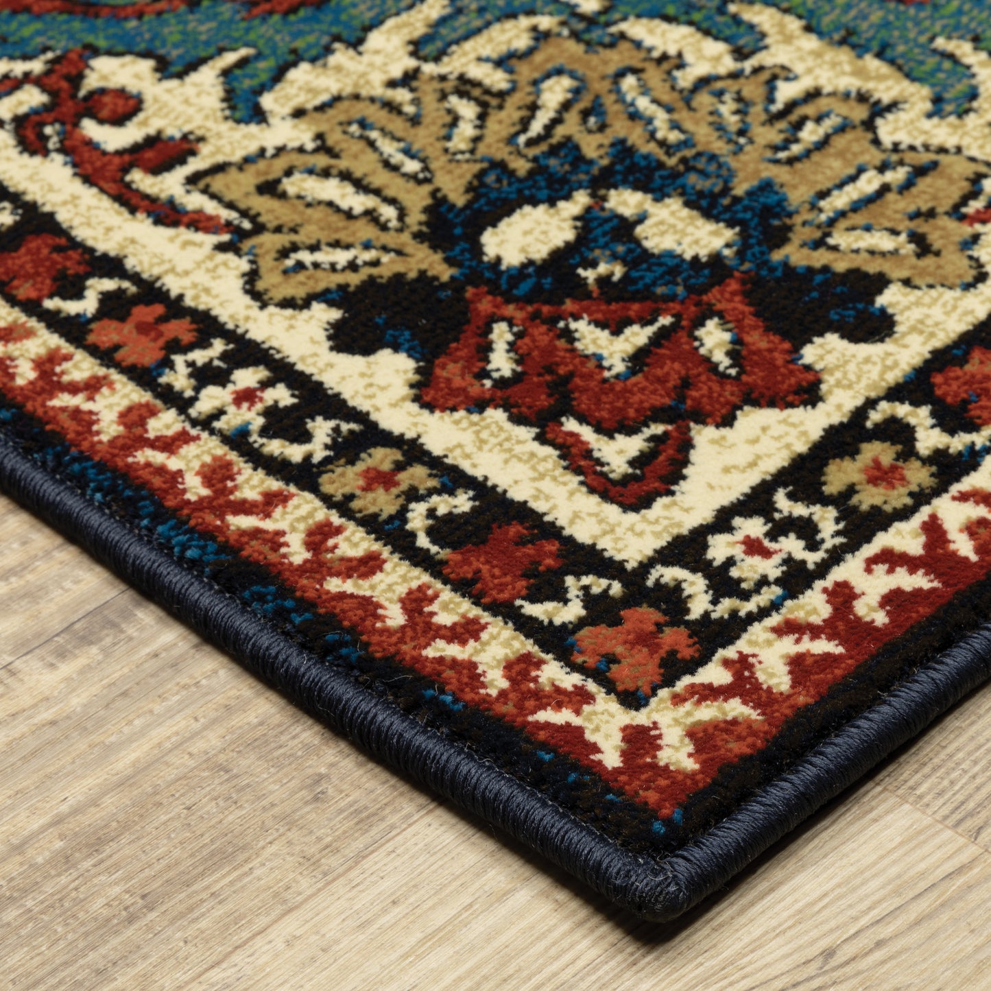 Ankara Blue Red Traditional Oriental Indoor Rug