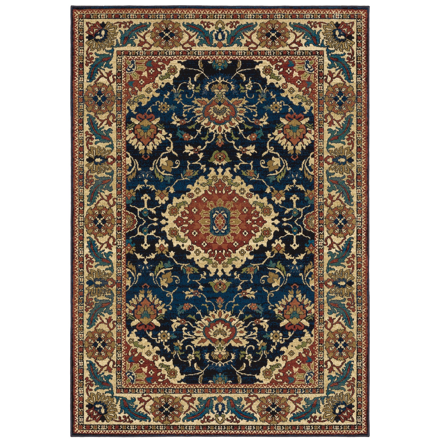 Ankara Blue Red Traditional Oriental Indoor Rug