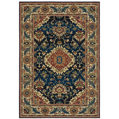 Ankara Blue Red Traditional Oriental Indoor Rug