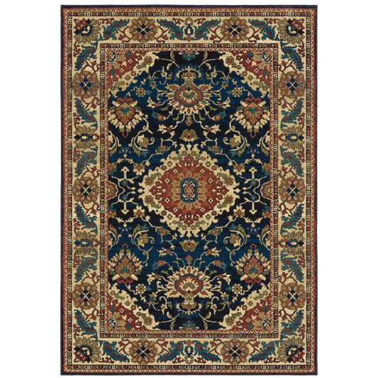 Ankara Blue Red Traditional Oriental Indoor Rug