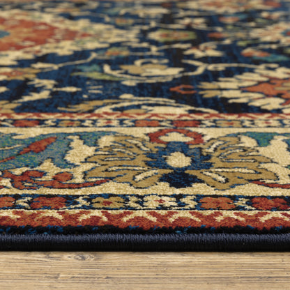 Ankara Blue Red Traditional Oriental Indoor Rug