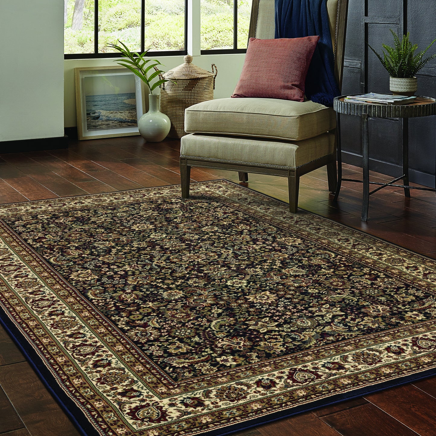 Ariana Blue Red Traditional Oriental Indoor Rug