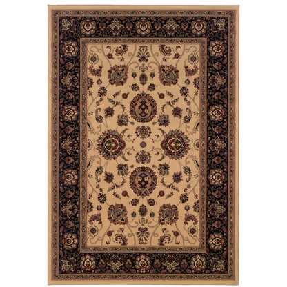 Ariana Ivory Black Traditional Oriental Indoor Rug