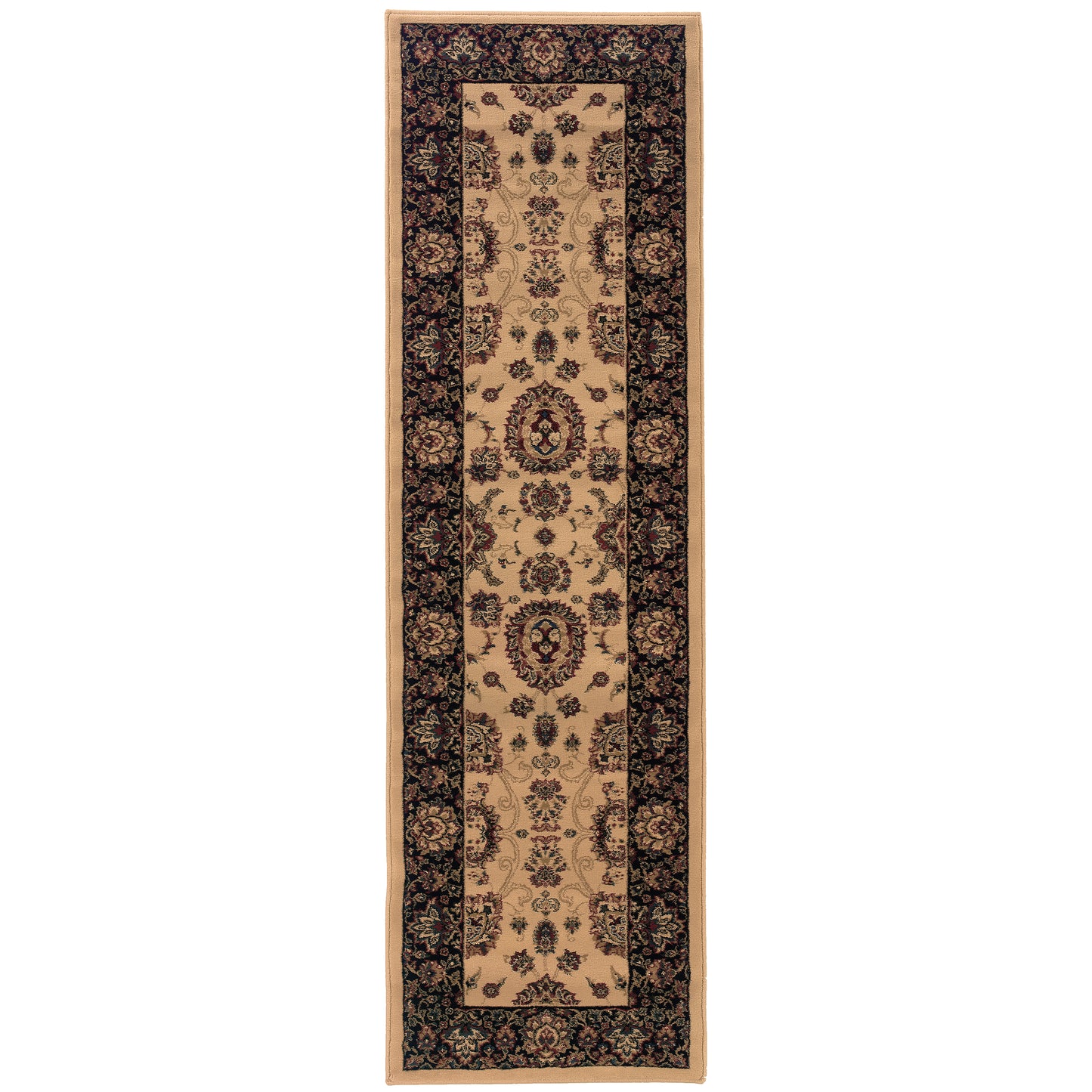 Ariana Ivory Black Traditional Oriental Indoor Rug