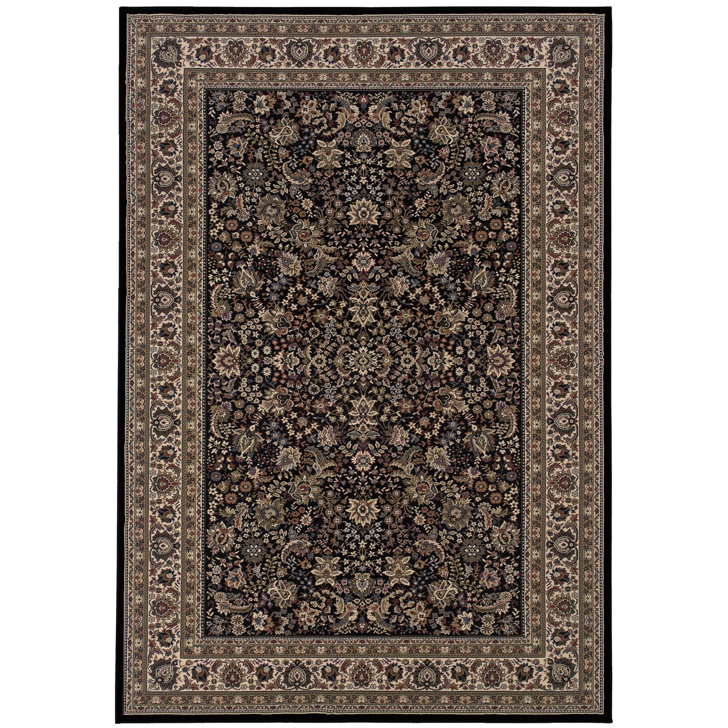 Ariana Black Ivory Traditional Oriental Indoor Rug