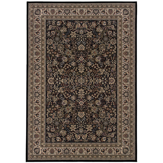 Ariana Black Ivory Traditional Oriental Indoor Rug