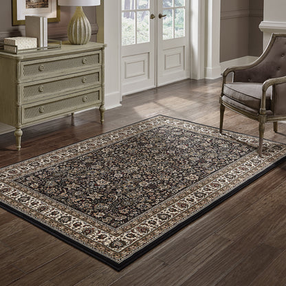 Ariana Black Ivory Traditional Oriental Indoor Rug