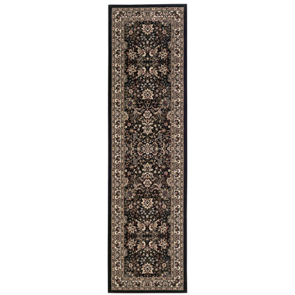 Ariana Black Ivory Traditional Oriental Indoor Rug