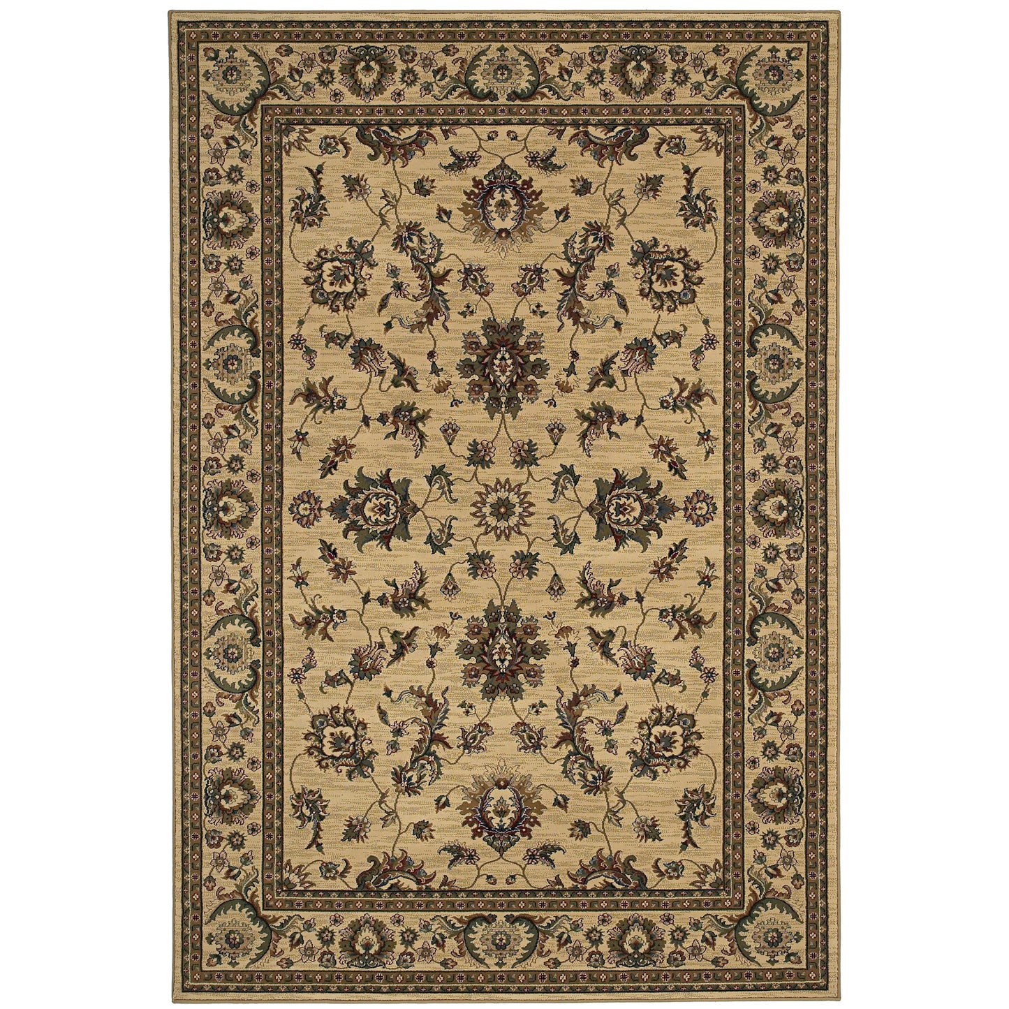 Ariana Ivory Green Traditional Oriental Indoor Rug