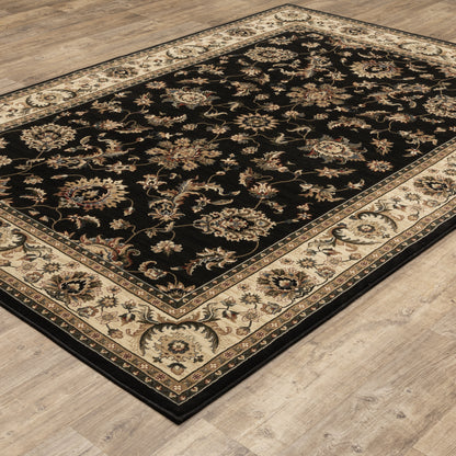 Ariana Black Ivory Traditional Oriental Indoor Rug