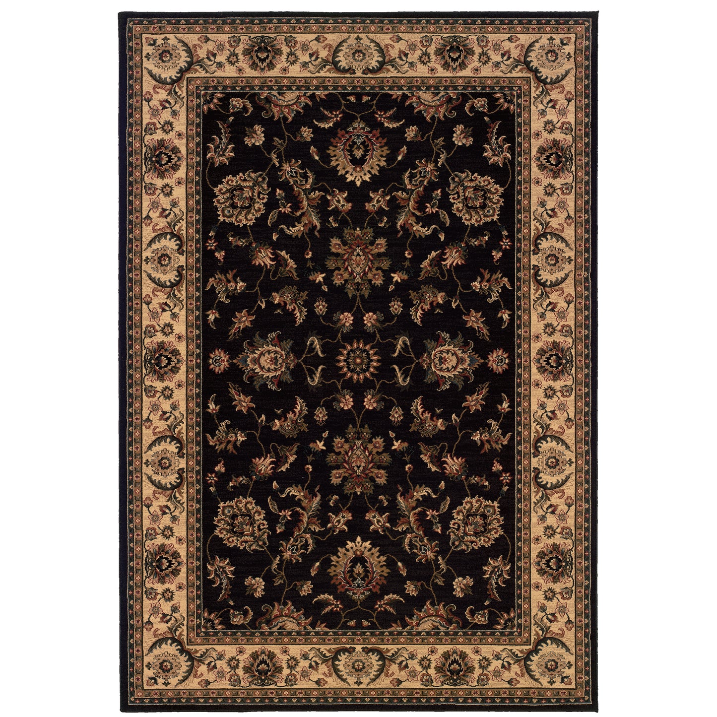 Ariana Black Ivory Traditional Oriental Indoor Rug