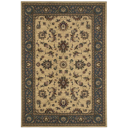 Ariana Ivory Blue Traditional Oriental Indoor Rug