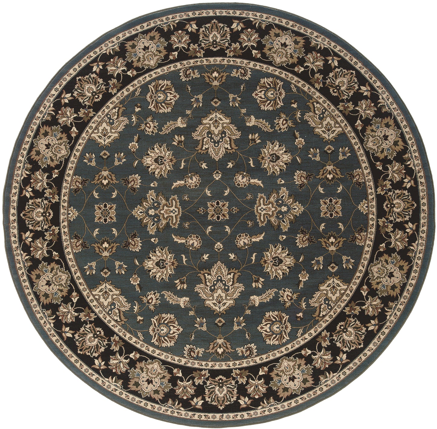 Ariana Blue Black Traditional Floral Indoor Rug