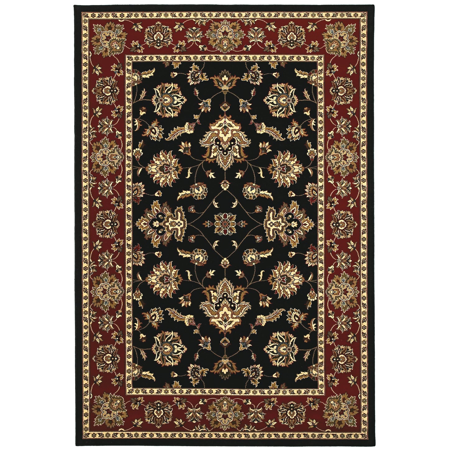 Ariana Black Red Traditional Floral Indoor Rug