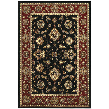 Ariana Black Red Traditional Floral Indoor Rug