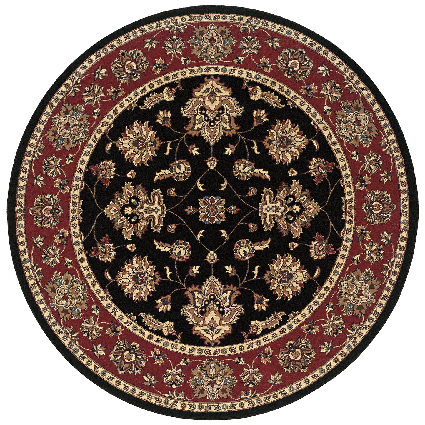 Ariana Black Red Traditional Floral Indoor Rug