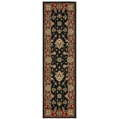 Ariana Black Red Traditional Floral Indoor Rug