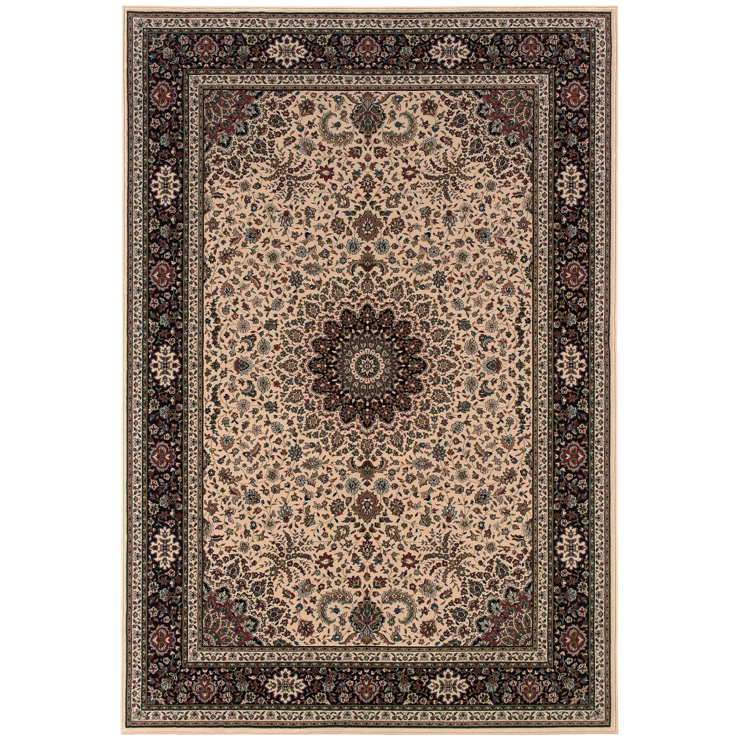 Ariana Ivory Black Traditional Oriental Indoor Rug