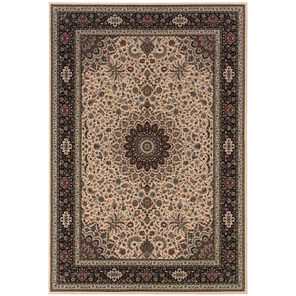 Ariana Ivory Black Traditional Oriental Indoor Rug