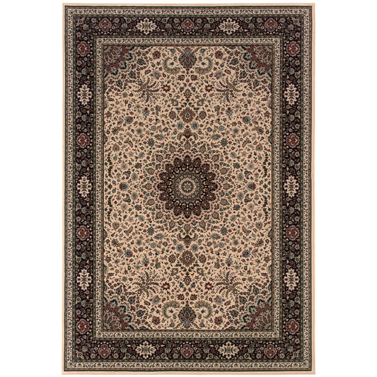 Ariana Ivory Black Traditional Oriental Indoor Rug