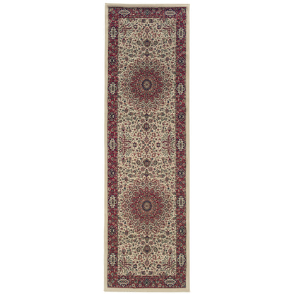 Ariana Ivory Red Traditional Oriental Indoor Rug