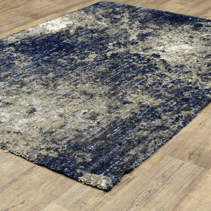 Aspen Blue Grey Shag Abstract Indoor Rug