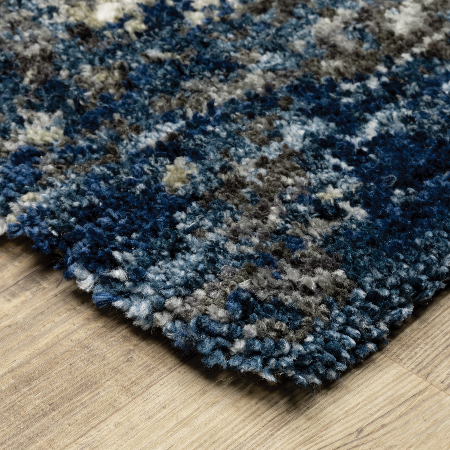 Aspen Blue Grey Shag Abstract Indoor Rug