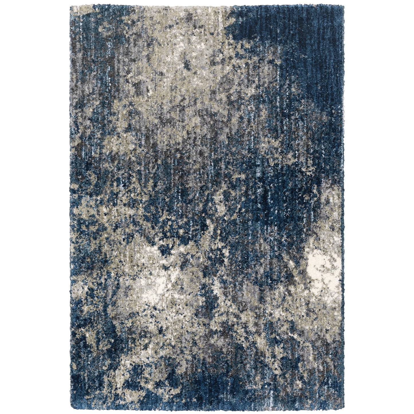 Aspen Blue Grey Shag Abstract Indoor Rug